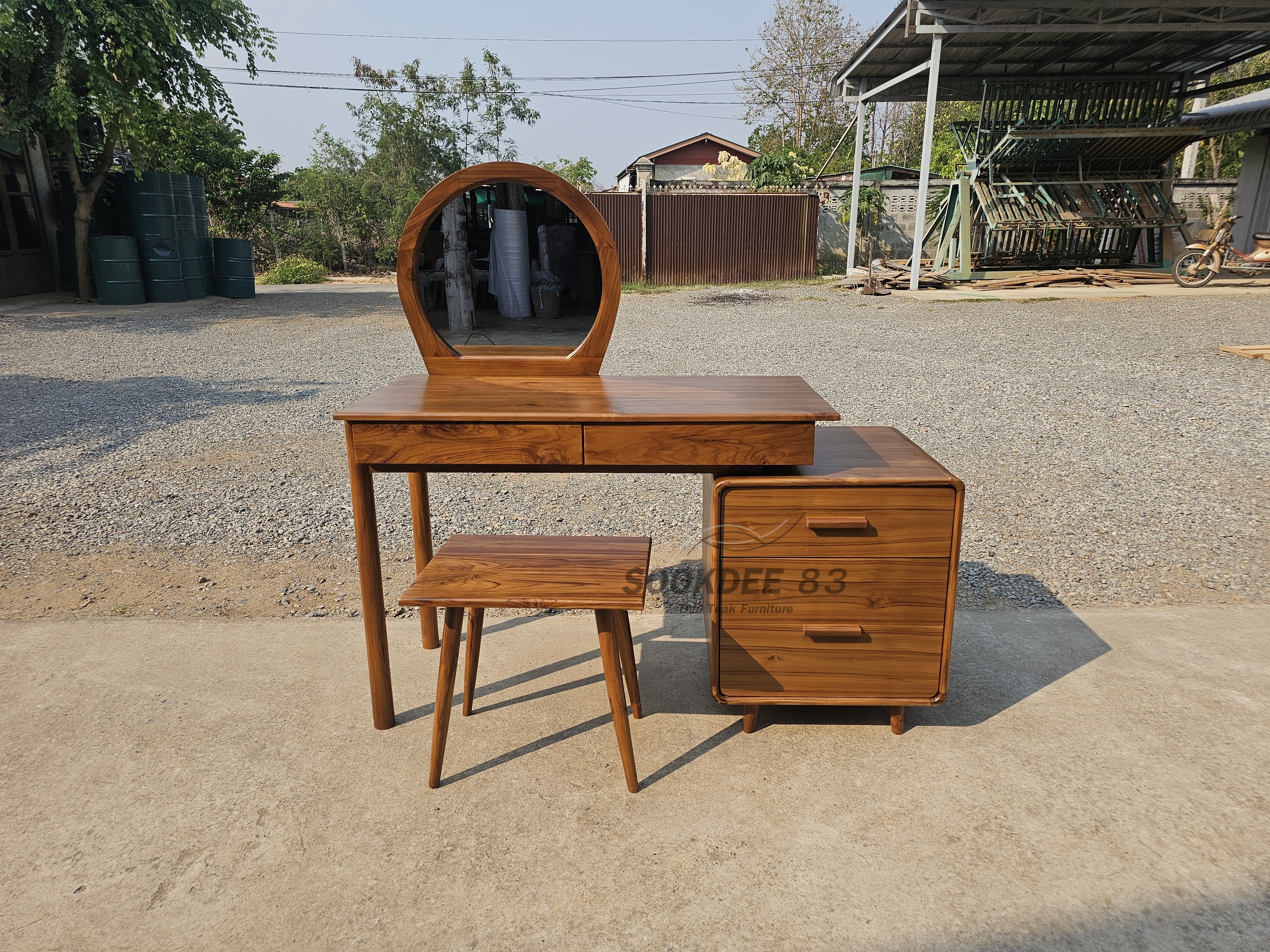 โต๊ะเครื่องแป้งมินิมอลผสมตู้ 2 ลิ้นชัก พร้อมเก้าอี้