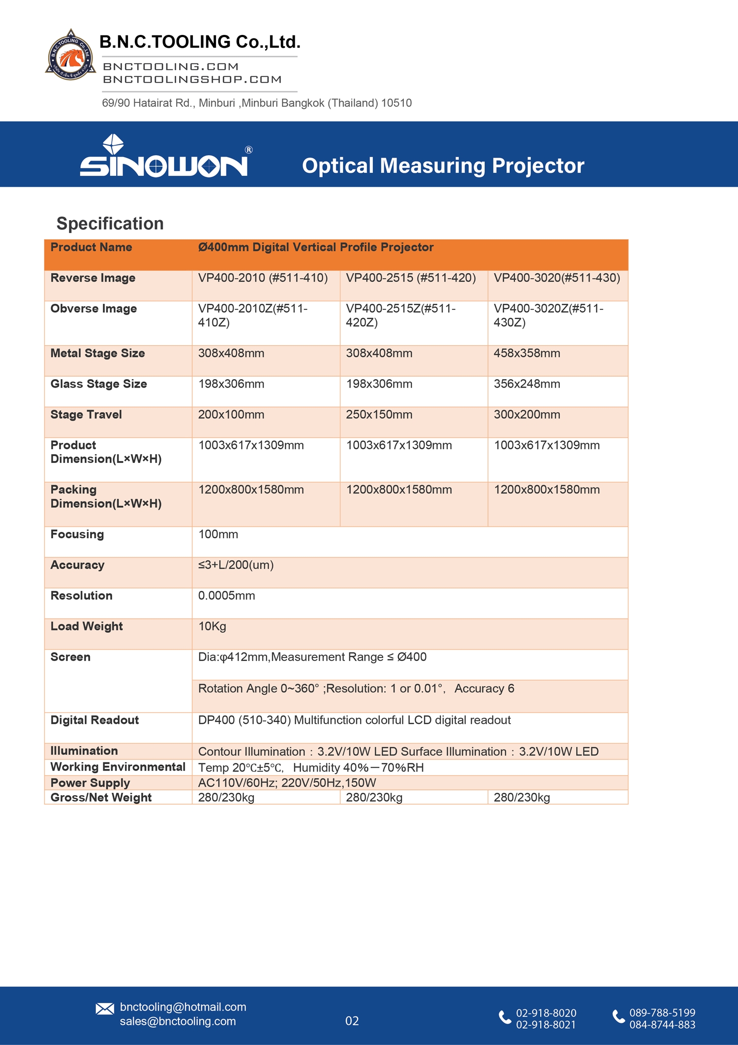 sinowon,Digital Vertical Profile Projector VP400 Series Ø400mm,VP400-2010