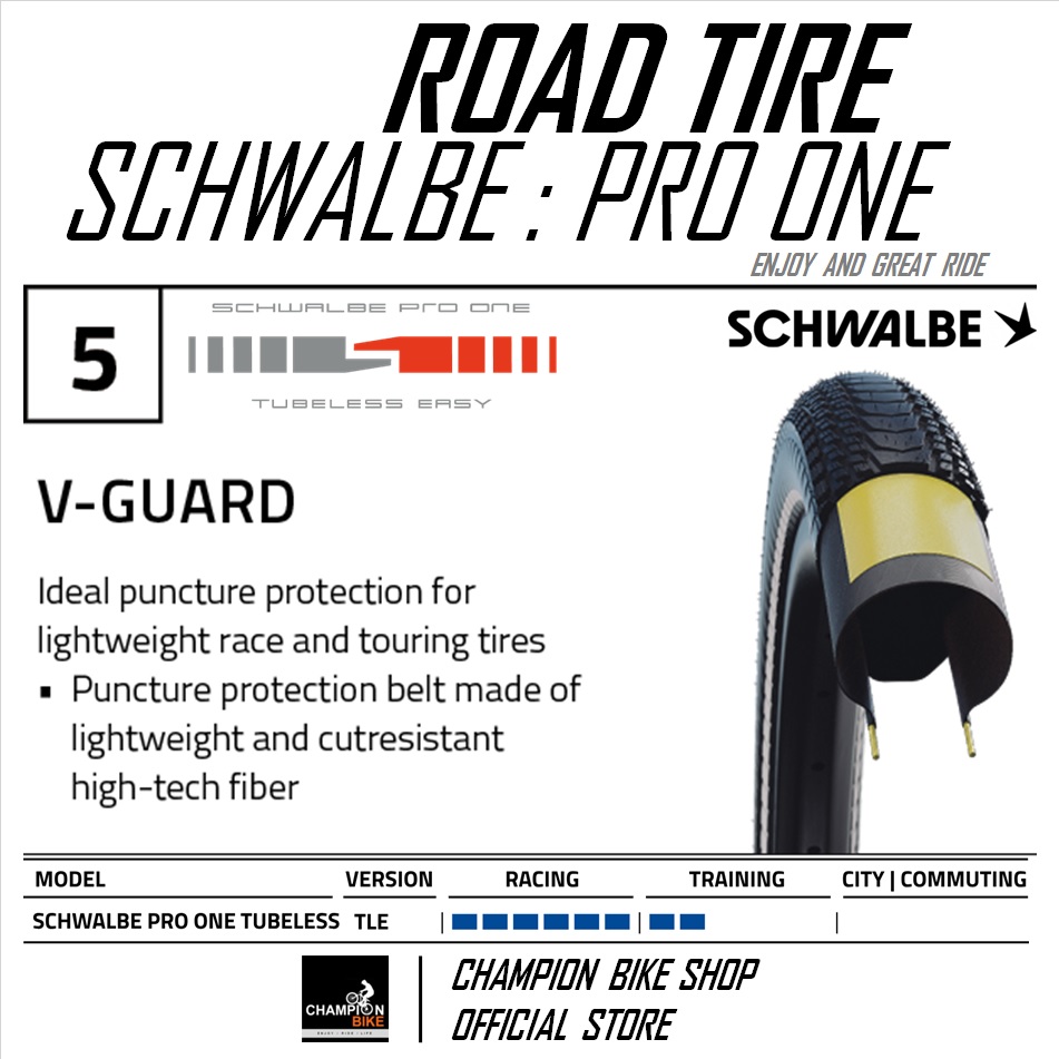 ยางเสือหมอบ700x25 700x28 SCHWALBE : PRO ONE TUBELESS 700x25 700x28 ROAD BIKE TIRE ขอบพับ