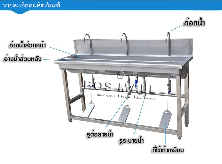  อ่างซิงค์ซิงค์ล้างมือ แบบเท้าเหยียบ (Hand Sink)