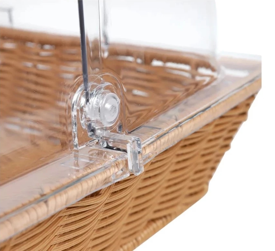 FOFO ตะกร้าหวายเทียม พร้อมฝาครอบพลาสติกใส 53x32.5x24 ซม.