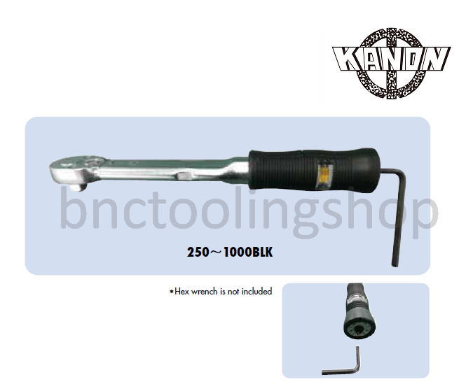 ประแจปอนด์หัวฟรีซ้าย-ขวา ปรับด้วยประแจหกเหลี่ยม 20-100N•m,Adjustable by hex wrench ratchet torque wrenches with plastic grip Range 20-100N•m,BESTOOL-KANON,N100BLK