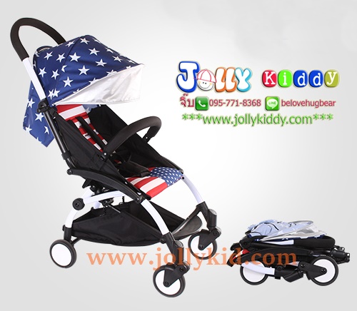 รถเข็นเด็ก Baby time แบบพกพาน้ำหนักเบา 5.8 kg โครงหลังคาดีไซน์ผ้าสีชมพู C10202