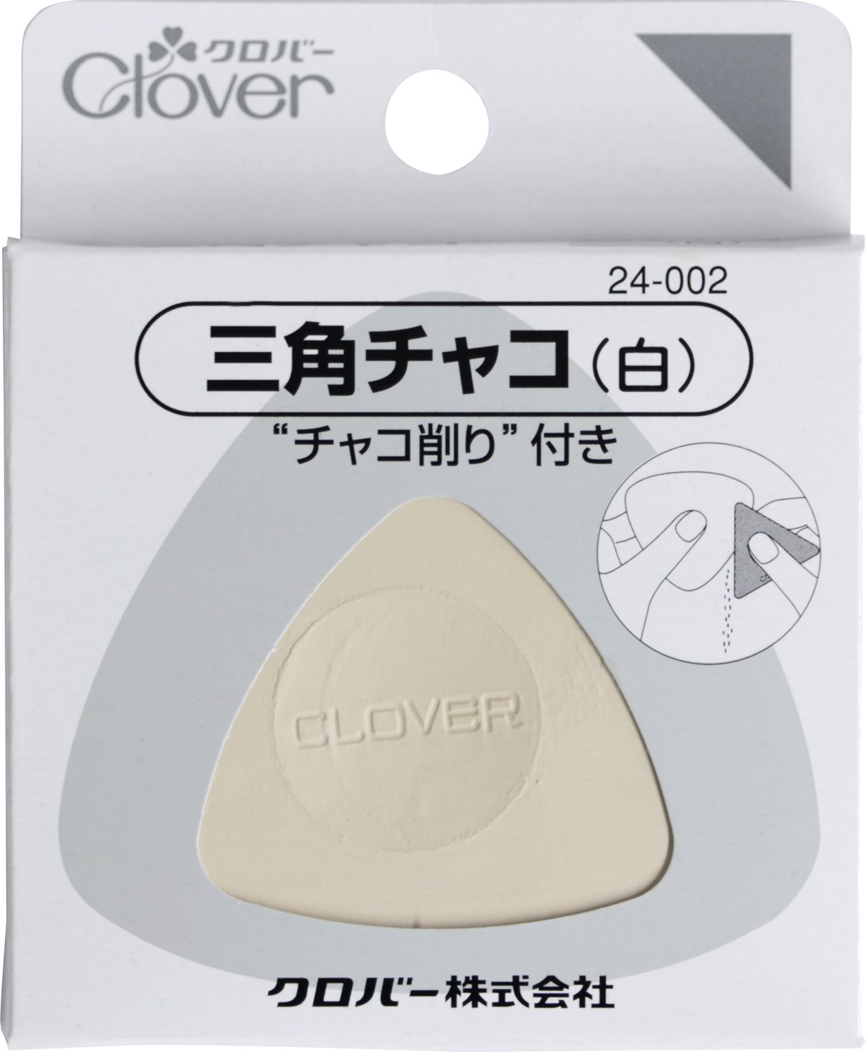 Clover 24-002 ชอลค์สามเหลี่ยมสีขาว ชอลค์ 3เหลี่ยมพร้อมเหล็กจับชอลค์ เหล็กลับคมชอล์ค และลับคม สีขาว