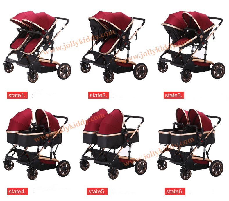 รถเข็นเด็กแฝด ที่นั่งคู่ Premium Red Wine สีแดง CS10170