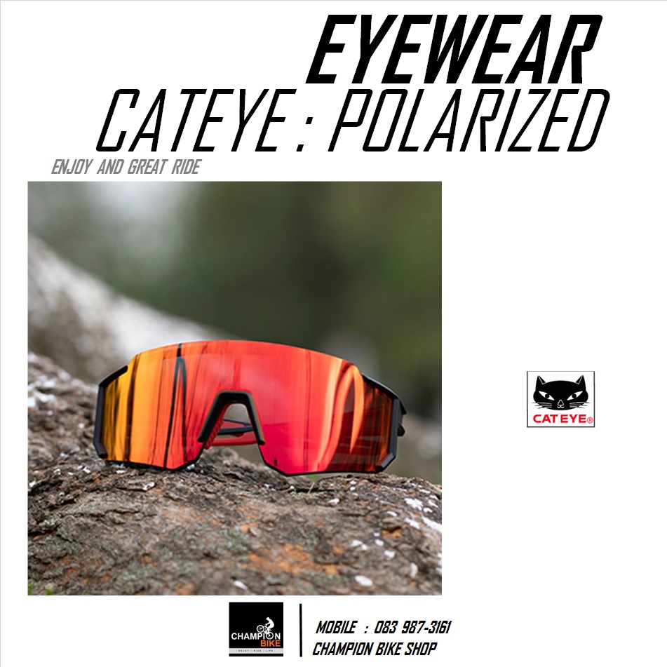 แว่นตาปั่นจักรยาน CATEYE : ALL ROUNDER POLARIZED CYCLING EYEWEAR สีดำ-แดง