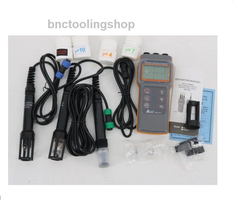 ชุดปัฏิบัติการวัดคุณภาพน้ำ,AZ86031 Portable Water Quality Meter Dissolved Oxygen Tester PH Meter PH Conductivity Salinity Temperature Meter.