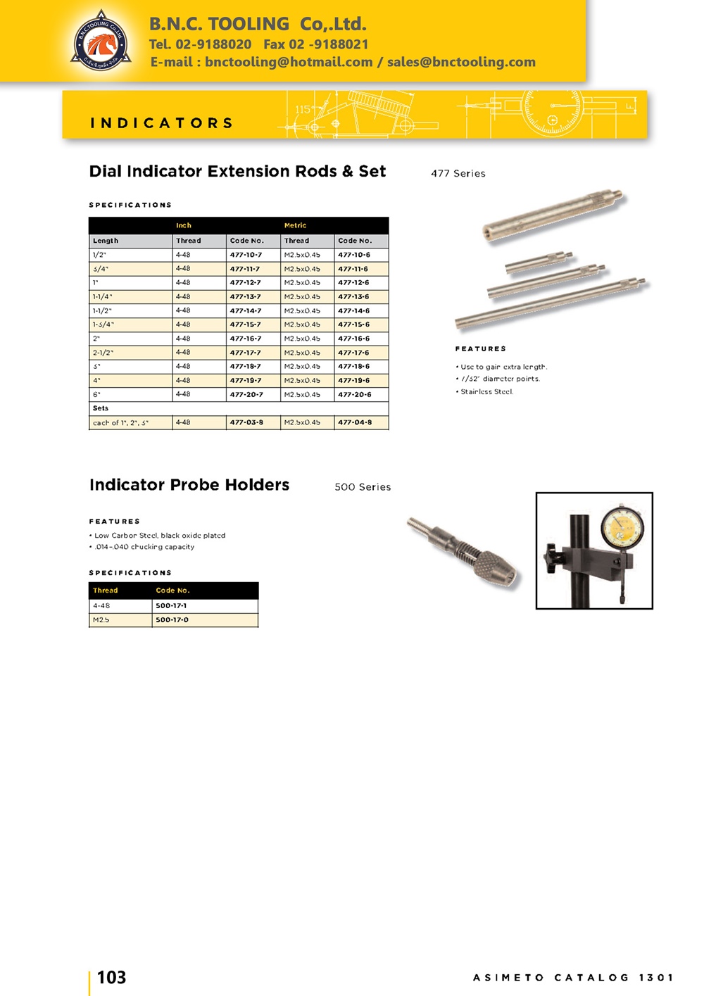 ASIMETO,P103,Indicator Probe Holders,500-17-1