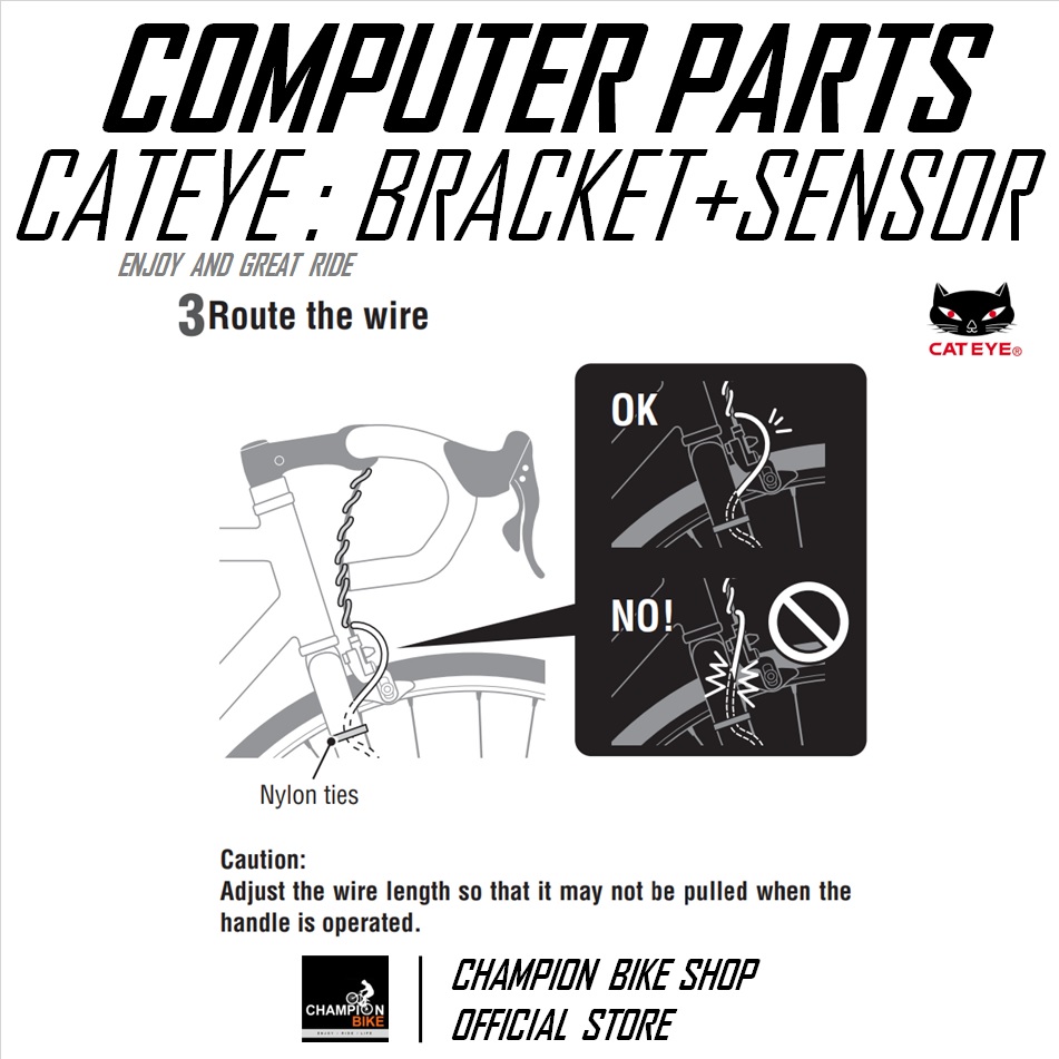 อะไหล่สายเซ็นเซอร์วัดความเร็วพร้อมฐานยึดไมล์ สำหรับไมล์จักรยาน CATEYE : BRACKET+SERSOR FOR CATEYE BIKE COMPUTER VELO7 VELO9