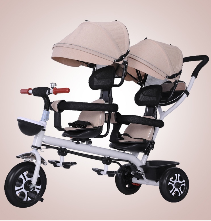 รถสามล้อเด็กแฝด มัลติฟังชั่น2in1 มีคันบังคับเข็น ปรับใช้เป็นรถเข็นได้ TP 21521