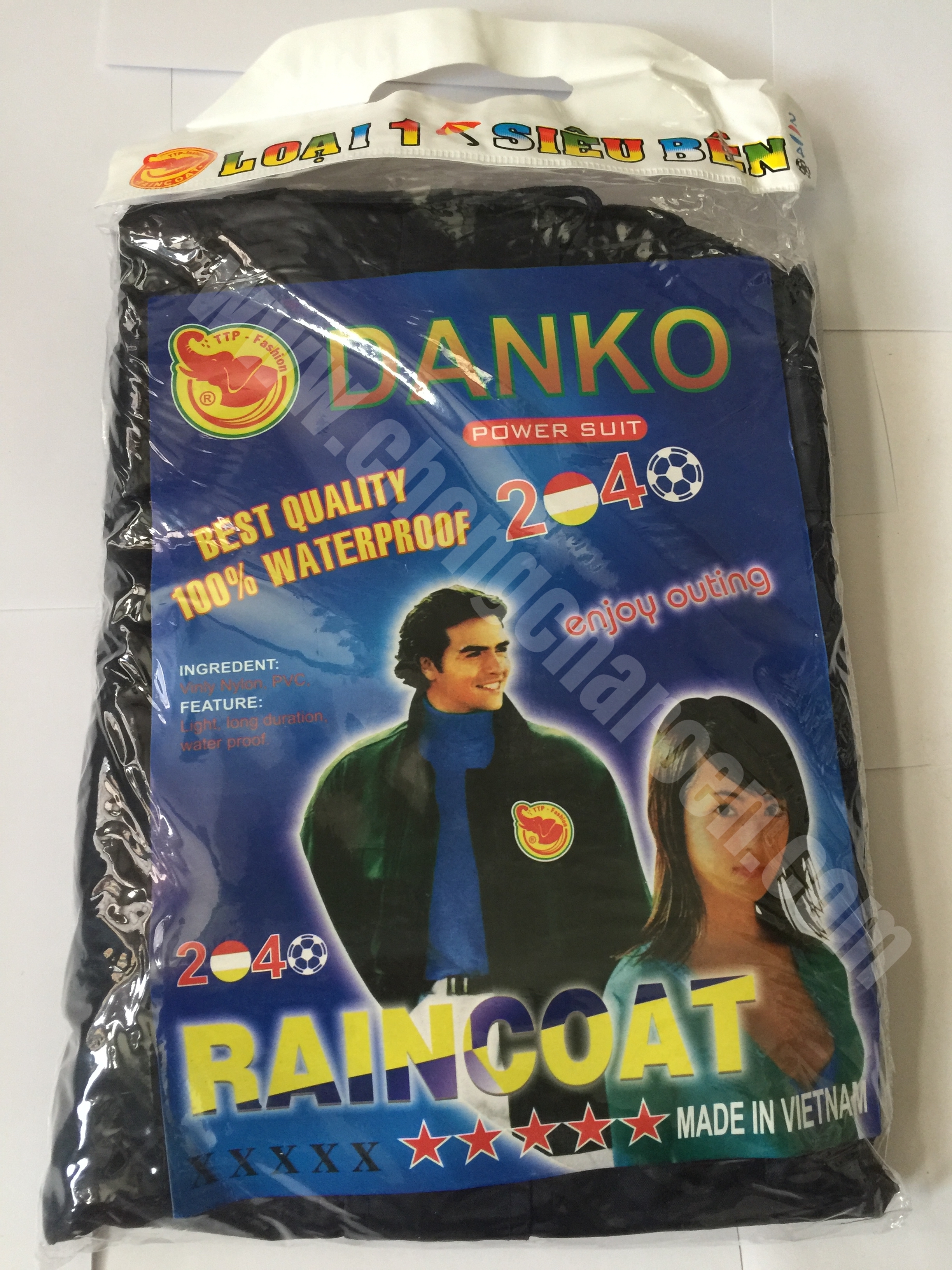 ชุดกันฝน เสื้อ และ กางเกง หนา มีหมวกในตัว สีต่างๆ ตราช้าง Danko