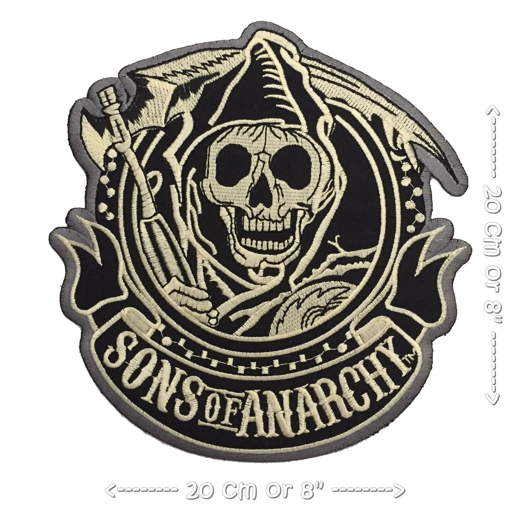 Sons of Anarchy ไบค์เกอร์ ตัวรีดติดเสื้อ อาร์มรีด อาร์มปัก ตกแต่งเสื้อผ้า หมวก กระเป๋า แจ๊คเก็ตยีนส์ Embroidered Iron on Patch ขนาดใหญ่