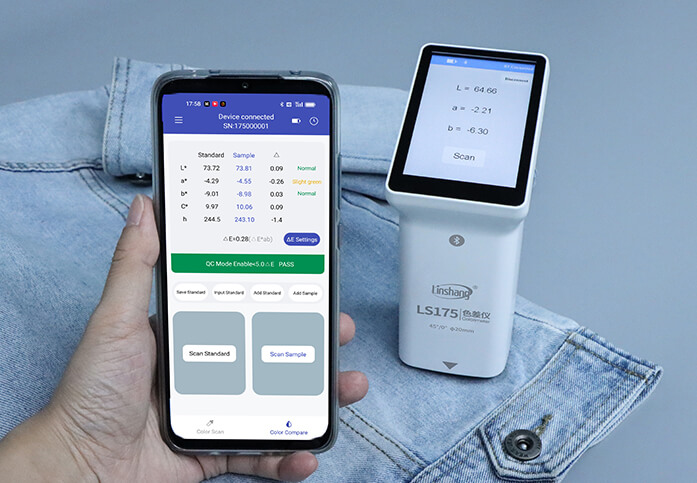 Linshang LS175, 45/0 Colorimeter with 20mm Aperture Colorimeter Fabric Color Checker, Colorchecker LS175 45°/0° Touch Screen Large Measuring Aperture 20mm Food APP PC Software,