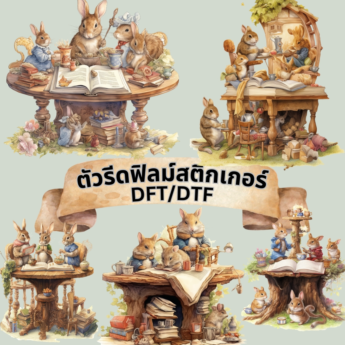 ตัวรีดติดเสื้อ กระต่าย เทพนิยาย ฟิลม์รีดร้อน สติกเกอร์รีดติดเสื้อ สกรีนลาย ฟิลม์ DFT DTF