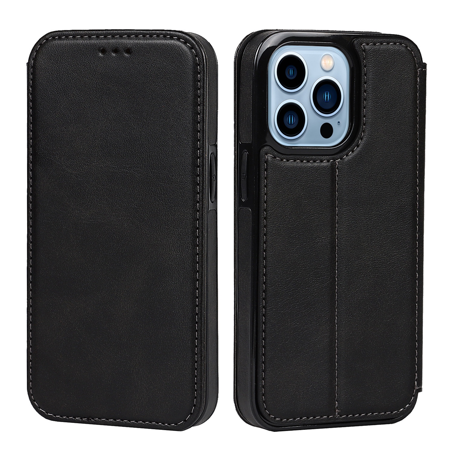 เคสหนังสำหรับ lPhone 13 14 15 Pro Pro Max รุ่น SPC11 เคสหนังพร้อมช่องใส่บัตรด้านใน หนังพับเป็นขาตั้งได้ หนังแท้เกรดพรีเมี่ยม