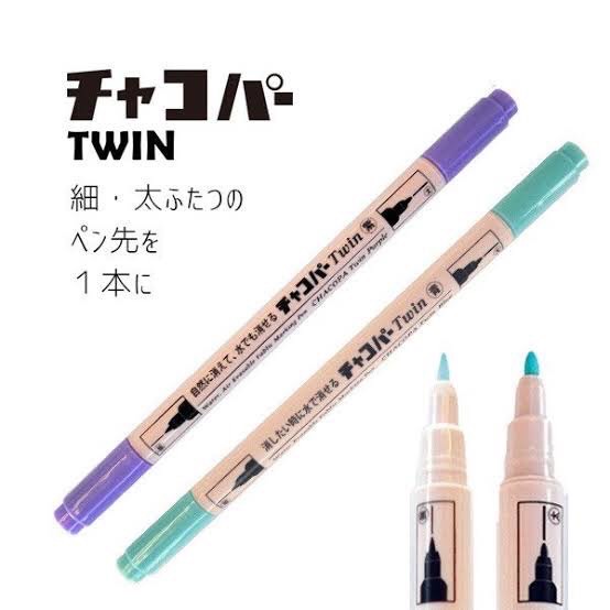 Chacopa ปากกาเขียนผ้าญี่ปุ่น 2 หัว ของแท้ มีแพคเกจ 🇯🇵