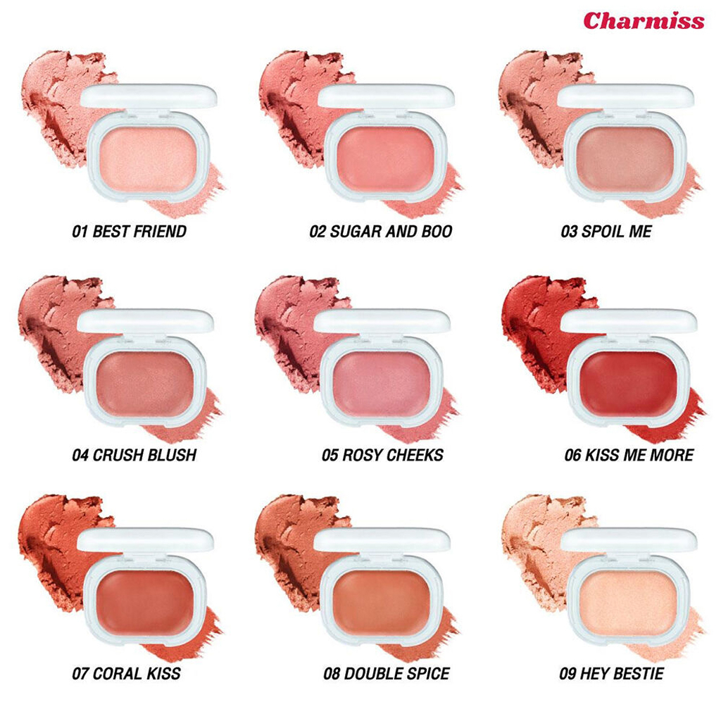 Charmiss Glowfriend Natural Blush On 4g #07 Coral Kiss ชาร์มิส โกลว์เฟรนด์ เนอเชอรัล บลัช ออน 4g บลัชออนเนื้อโมจิชาร์มิส นุ่ม แต่ไม่เหนียวเหนอะหนะ สี 07 Coral Kiss – สีโทนส้มออกแดง