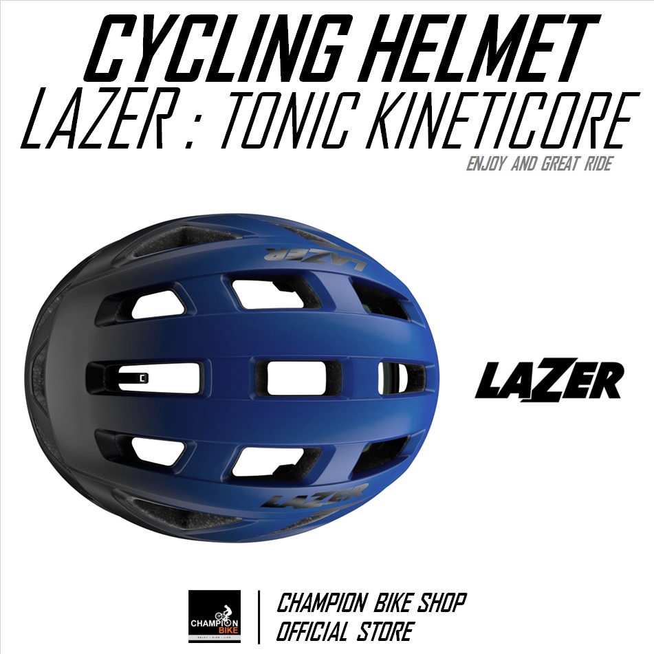 หมวกจักรยาน LAZER : TONIC KINETICORE BIKE HELMET สีน้ำเงินด้าน-ดำด้าน