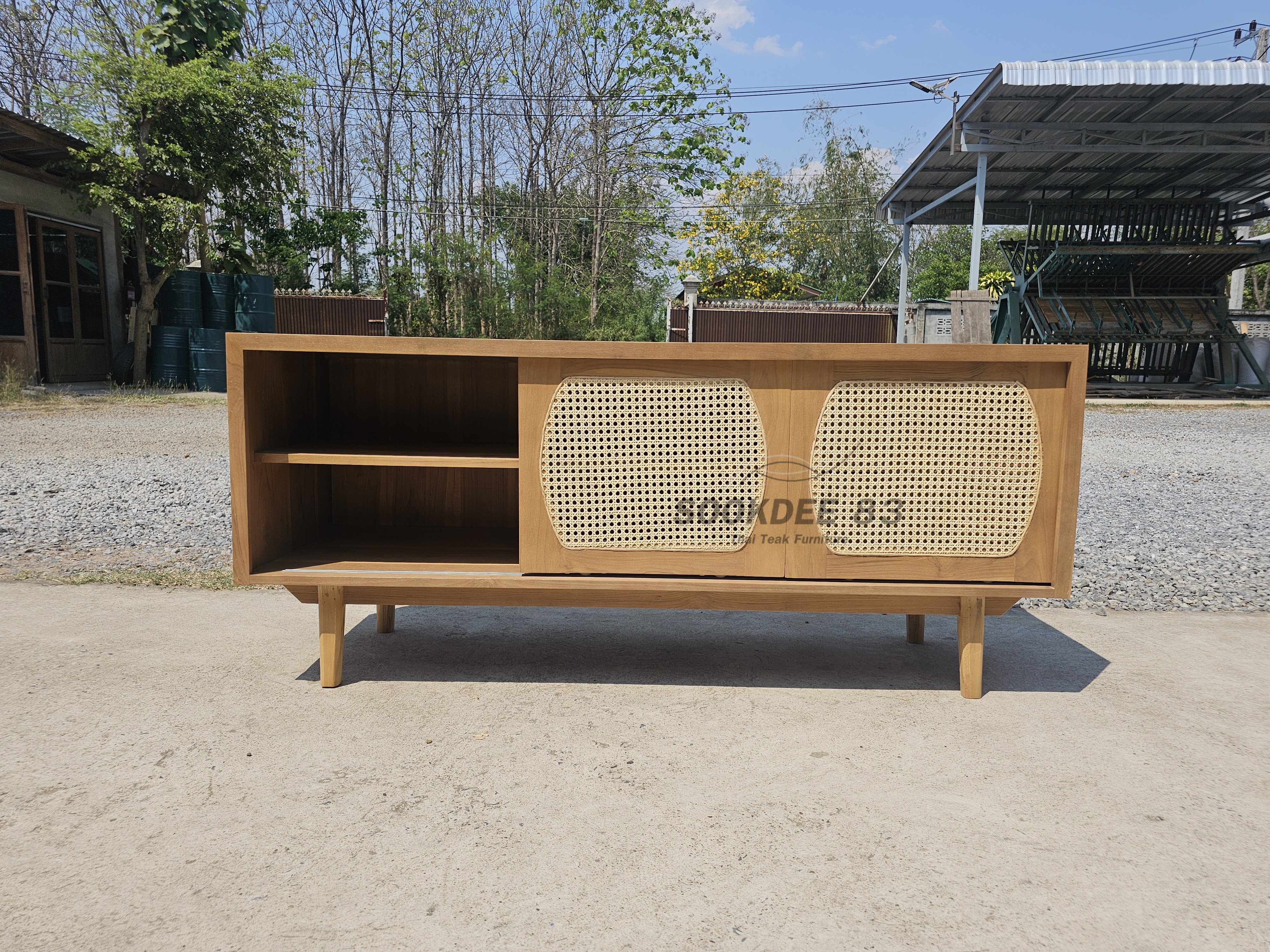 ตู้เก็บของบานหวายสไลด์ (สีสัก)