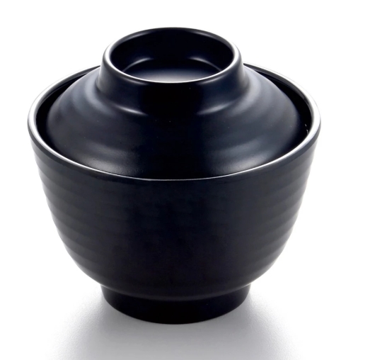 ถ้วยซุปมิโซะ ถ้วยซุปมิโสะ ญี่ปุ่น มีฝาปิดมีลอน ดำด้าน ดำแดง กระดองเต่า ขนาด 4 นิ้ว