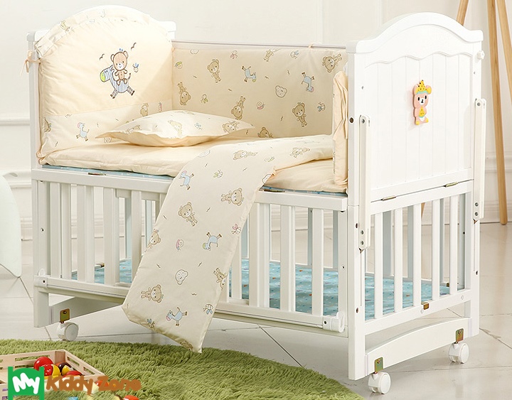 เตียงนอนเด็กไม้สีขาว (WW1) รุ่นอเนกประสงค์ปรับใช้ได้หลายฟังชันก์ B10142