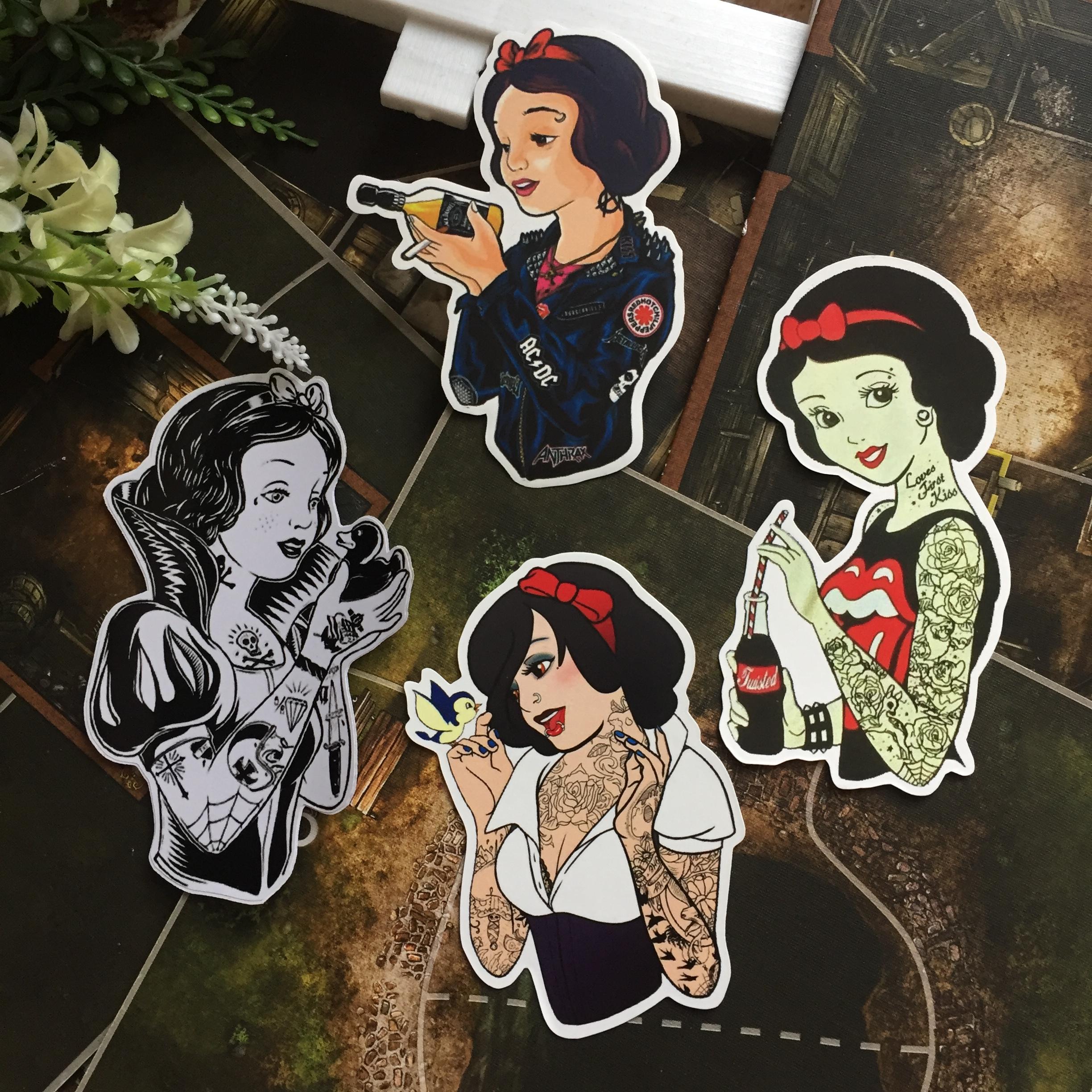 สโนว์ไวท์ Snowwhite เจ้าหญิง พังค์ร็อค สติกเกอร์ เคลือบกันน้ำ ติดกระเป๋าเดินทาง มอเตอร์ไซด์ Laptop เคสโทรศัพท์ กระบอกน้ำ Waterproof Decal Sticker