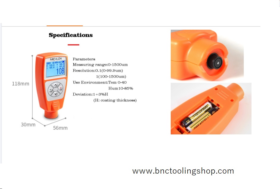 เครื่องวัดความหนาสีรถยนต์ มากถึง1500um, MK-04 Guoou , F/FN, Digital 0-1500 MICRON Paint Coating Thickness Gauge car paint thickness tester.