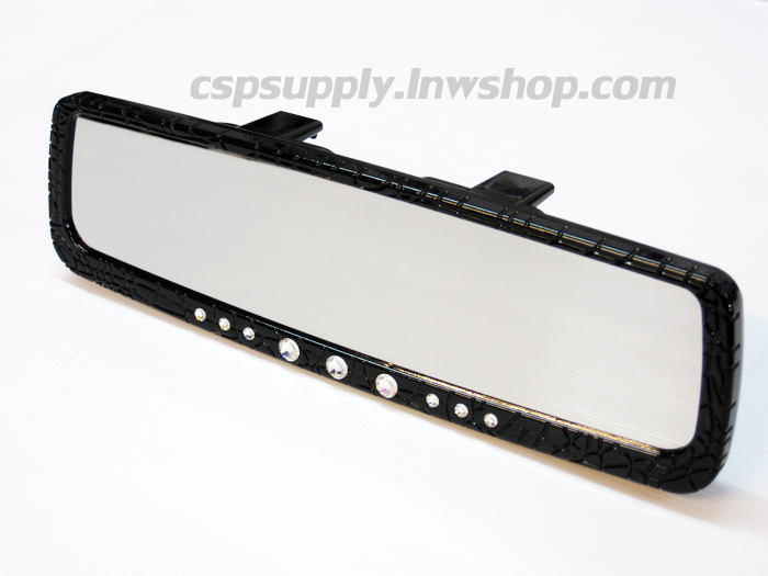 กระจกมองหลัง ลายหนังจระเข้ดำ ฝังคริสตัล MYCARR (ไต้หวัน)