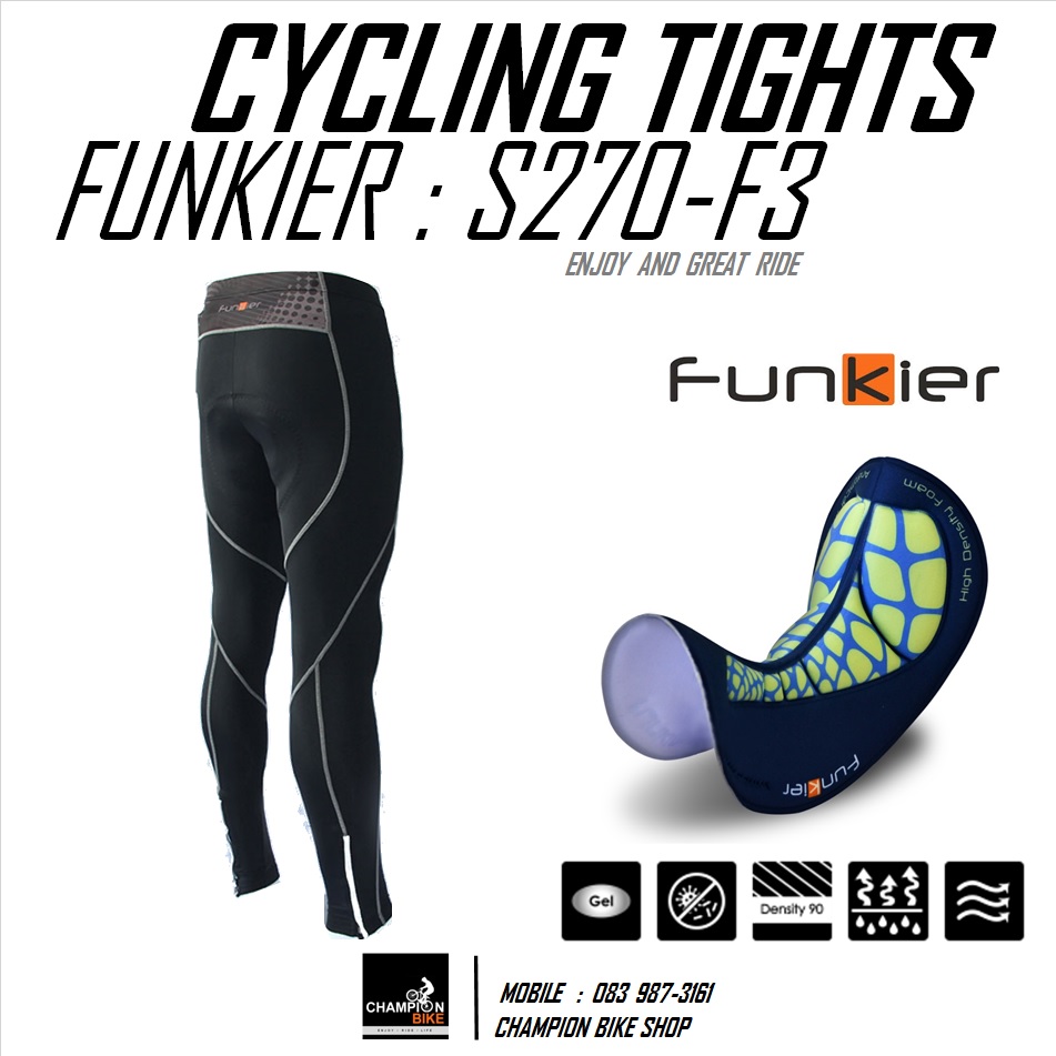 กางเกงปั่นจักรยาน ขายาว เป้าเจล FUNKIER : S270-F3 SANREMO F3 GENTS SUMMER TIGHTS เป้ากล้วยF3