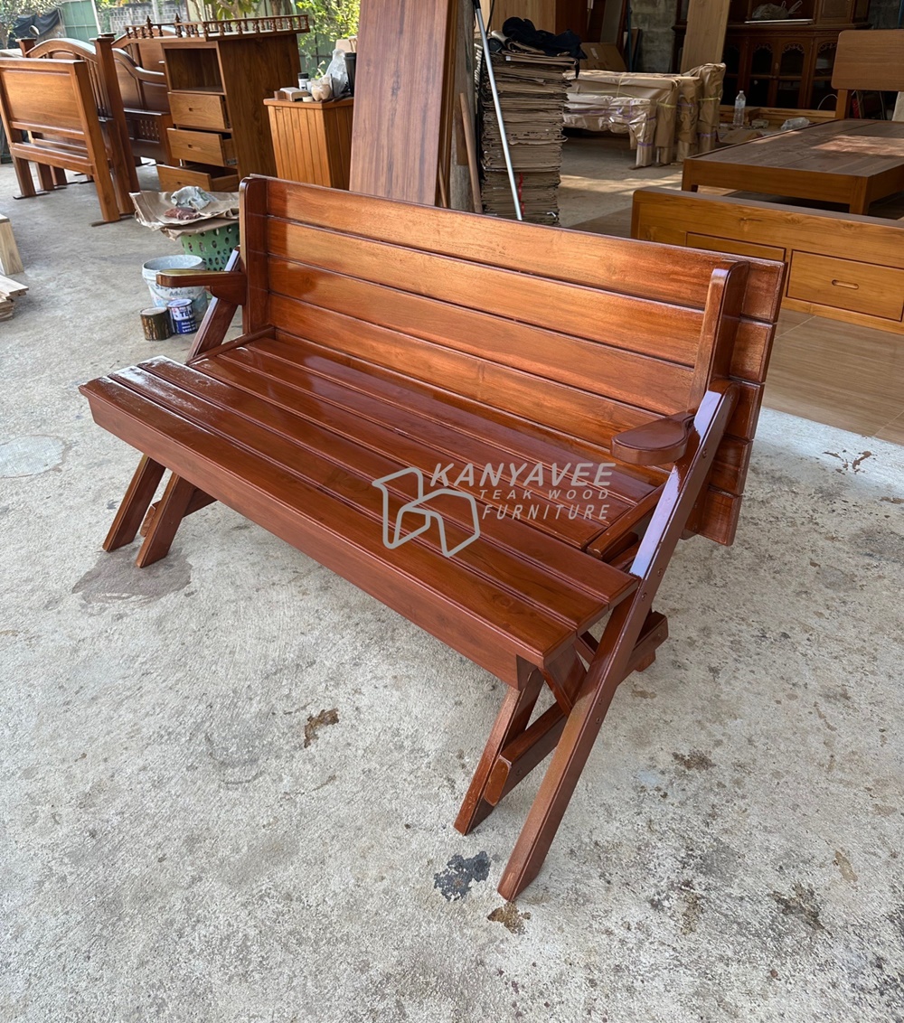 โต๊ะโซฟาไม้สักพับได้