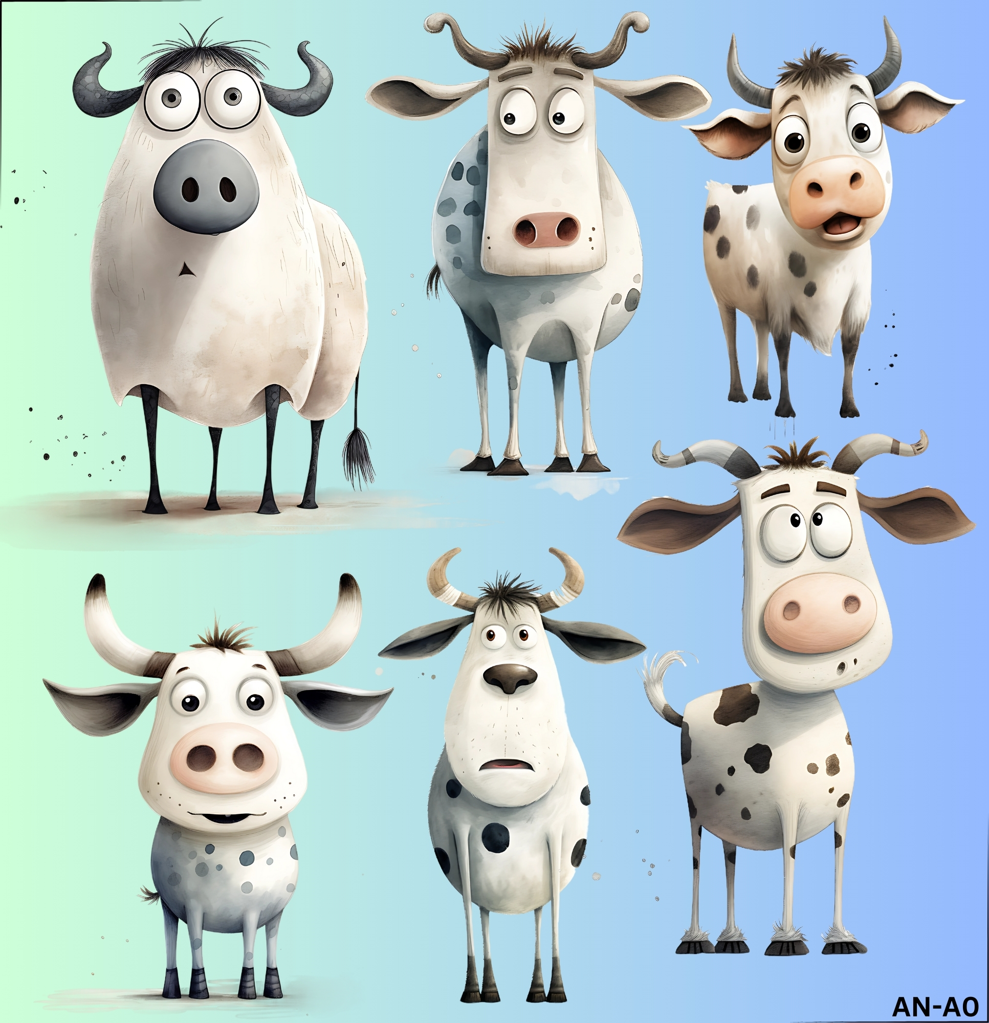 ตัวรีดติดผ้า ตัวรีดติดเสื้อ แบบสติกเกอร์ เซท วัว แพะ พิมพ์ลาย สกรีนลาย ฟิลม์ DFT DTF