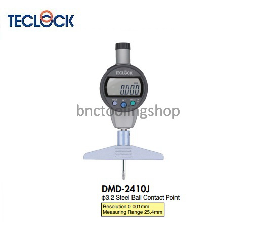 เกจวัดความลึกดิจิตอลขนาด 25..4มิล ความละเอียด 0.001 มิล,Digital Depth Gauge Range 25.4mm Graduation 0.001mm,TECLOCK,DMD-2410J