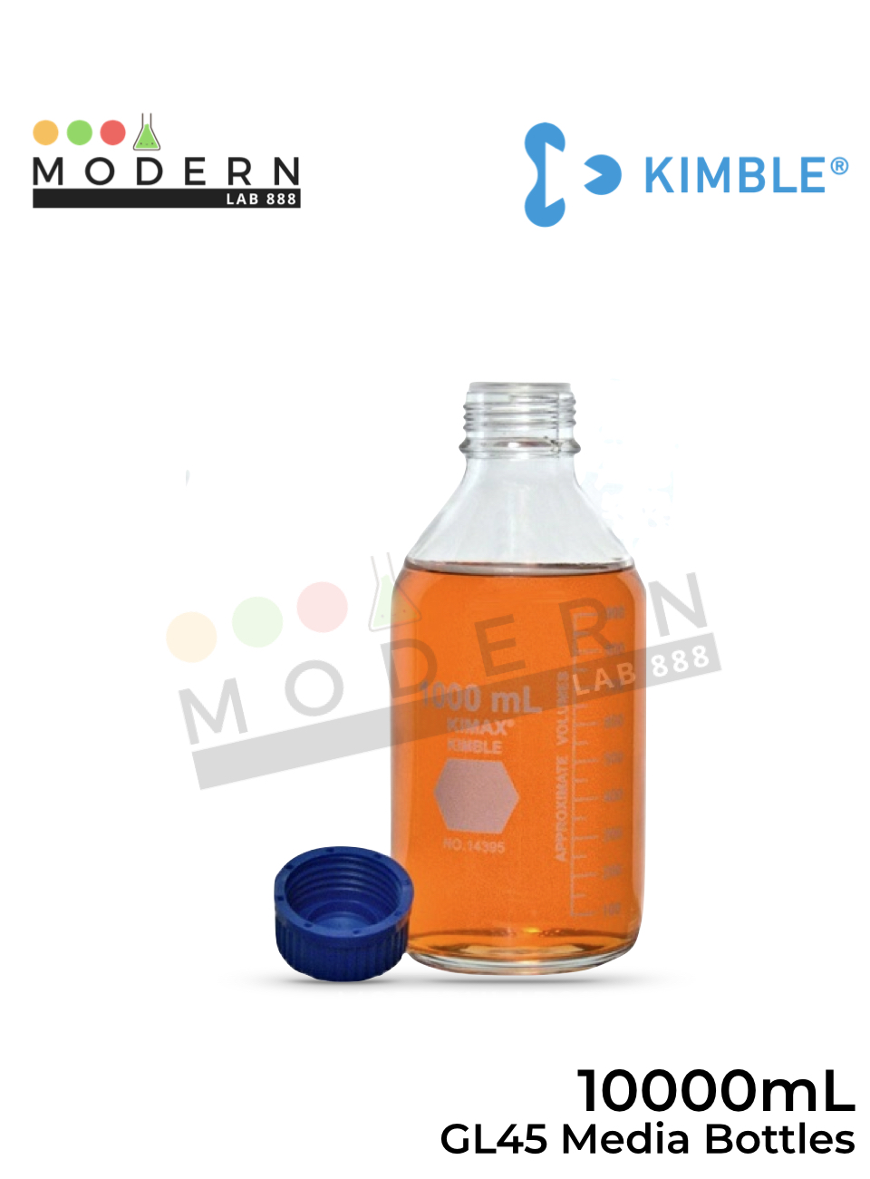 10000 mL ขวดมีเดีย / GL45 Media Bottles with Blue PP Caps