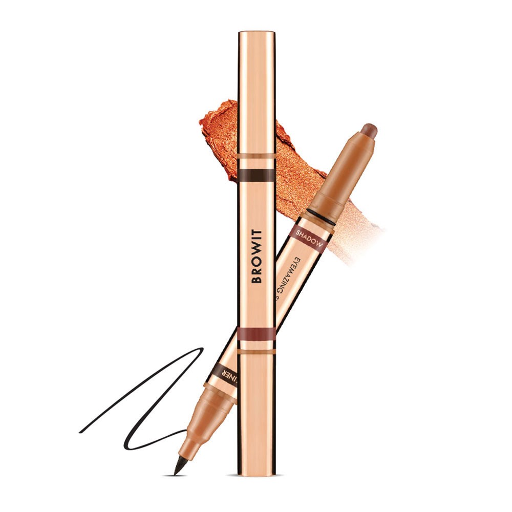 Browit byNongChat Eyemazing Shadow and Liner 0.60G+0.85ML #ELEGANT GOLD บราวอิท น้องฉัตร อายเมซิ่งแชโดว์แอนด์ไลน์เนอร์ 0.60G+0.85ML อายแชโดว์พร้อมอายไลน์เนอร์ในแท่งดียว สี ELEGANT GOLD