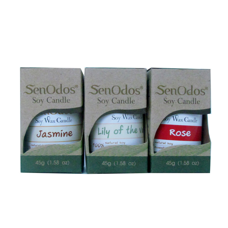 SenOdos เทียนหอมอโรม่า เทียนหอมสปา กลิ่นหอมดอกไม้โรแมนติค Romantic Floral Set - Soy Candles 45g x3กลิ่น (มะลิ,ลิลลี่ ออฟ เดอะ แวลเลย์,กุหลาบ)