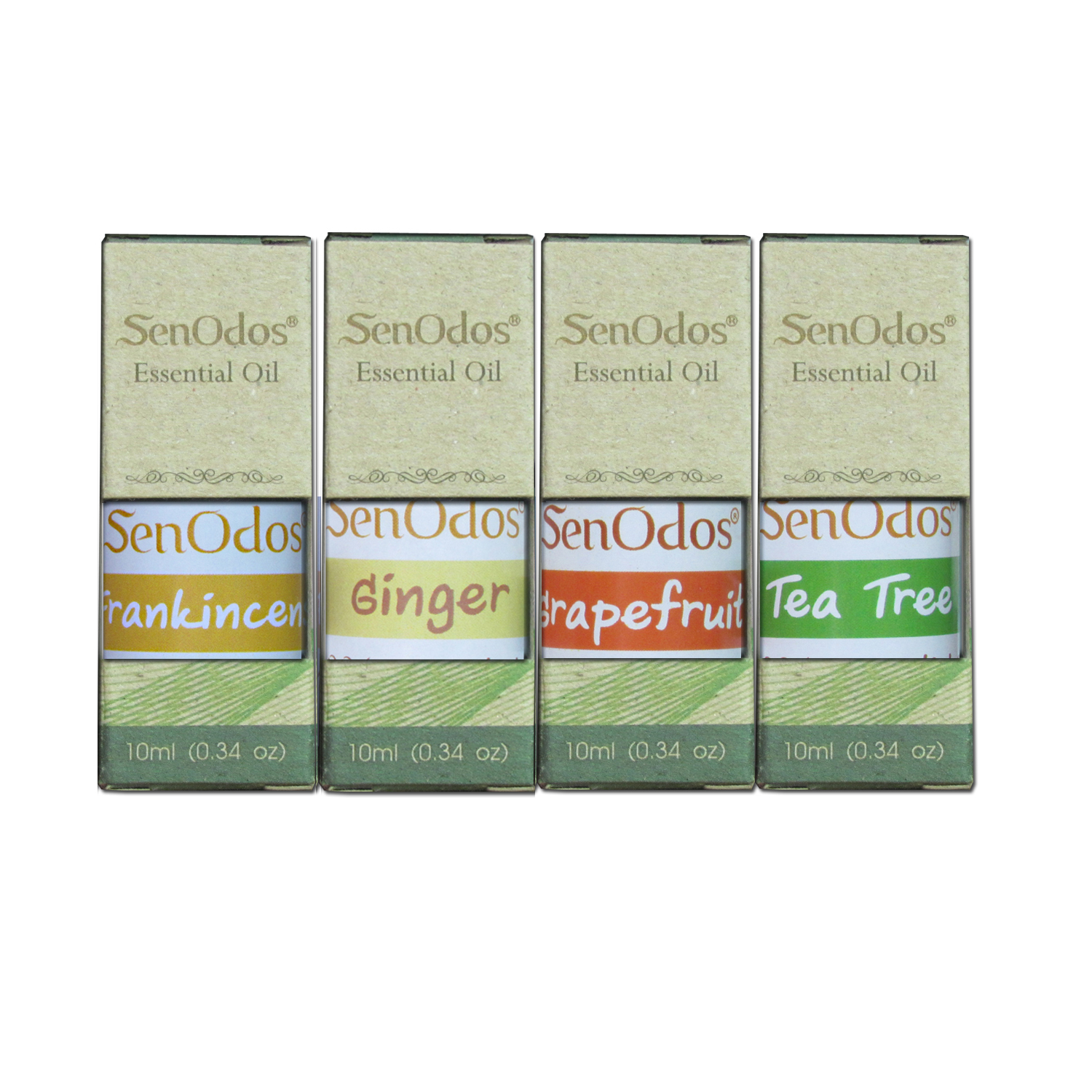 SenOdos ชุดเตาเผาน้ำมันหอมระเหย น้ำมันหอม อโรม่า ชุดกลิ่นสำหรับผู้หญิง เซ็ต2 Essential Oil For Women Set2 10 ml x 4 กลิ่น (กลิ่นกำยาน, กลิ่นขิง, กลิ่นเกรปฟรุต, กลิ่นทีทรีออยด์)