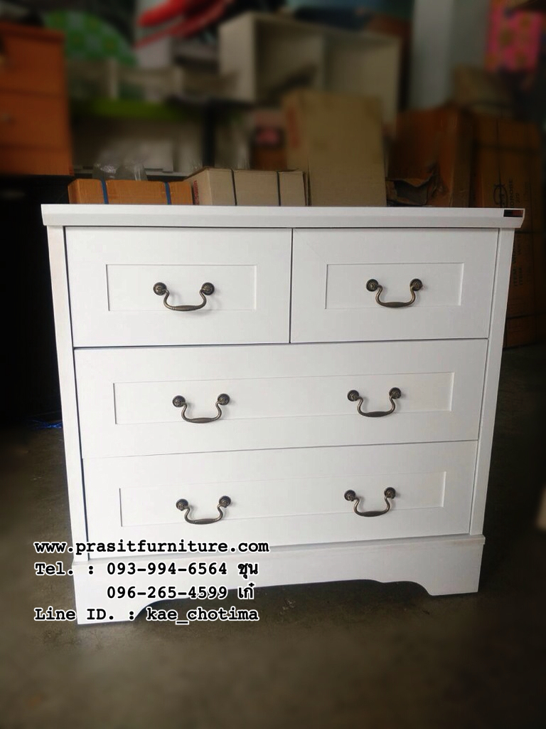 ตู้ลิ้นชัก สไตล์วินเทจ สีขาว DW-8001