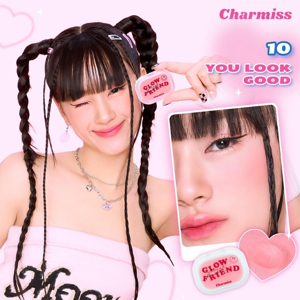 Charmiss Glowfriend Natural Blush On 4g #10 YOU LOOK GOOD ชาร์มิส โกลว์เฟรนด์ เนอเชอรัล บลัช ออน 4g บลัชออนเนื้อโมจิชาร์มิส นุ่ม แต่ไม่เหนียวเหนอะหนะ สี 10 YOU LOOK GOOD : สีชมพูนมเย็นสุดละมุน