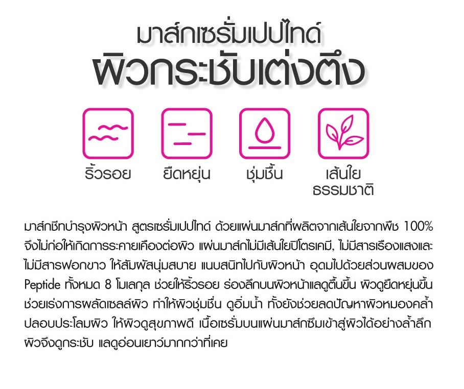 Cathy Doll Babe Face Mask Sheet 20G มาส์กแผ่นเซรั่ม เคที่ดอลล์ ไฮยาลูรอนเซรั่มมาส์กชีท 20G มาส์กชีทบำรุงผิวหน้าสูตรเซรั่มเปปไทด์ จำนวน 1 ชิ้น ขนาด 20 กรัม