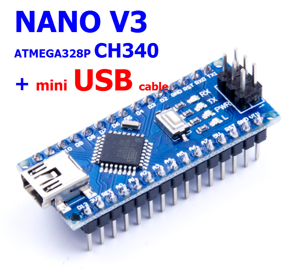 NANO V3 ATMEGA328P (CH340) พร้อมสาย mini USB