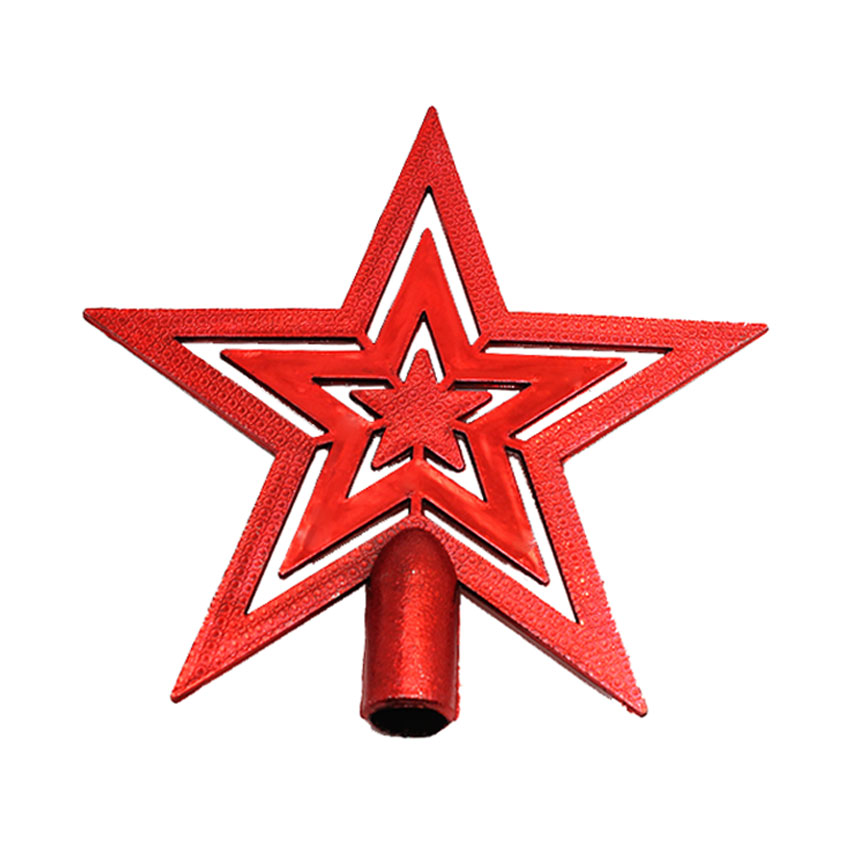 ดาวติดยอดต้นคริสต์มาสสีแดง ดาวคริสต์มาส ดาวประดับตกแต่งต้นคริสต์มาส Red Star Christmas (20 cm)