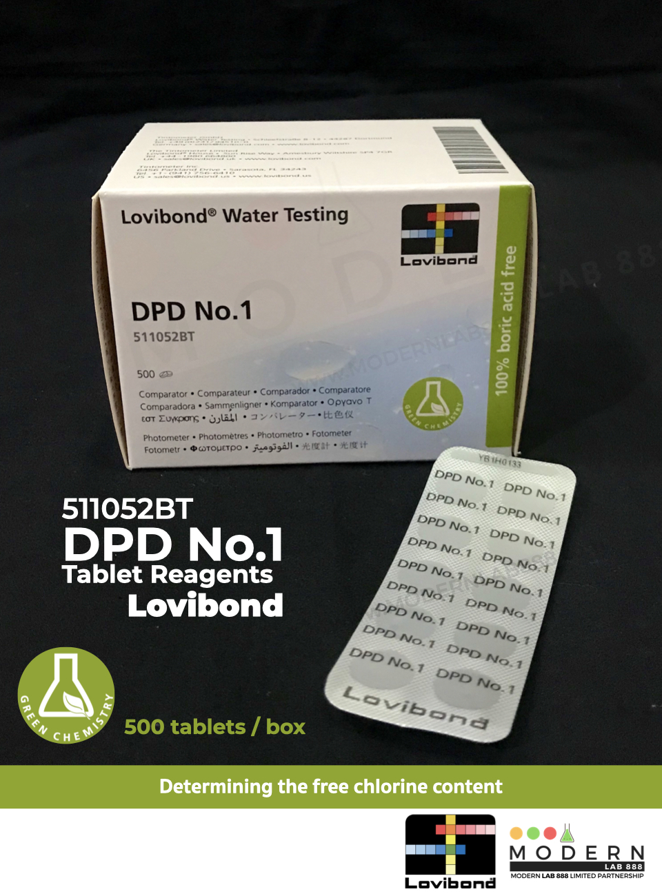 DPD No.1, Lovibond (500 Tablets), #511052BT / เม็ดยาวัดคลอรีน
