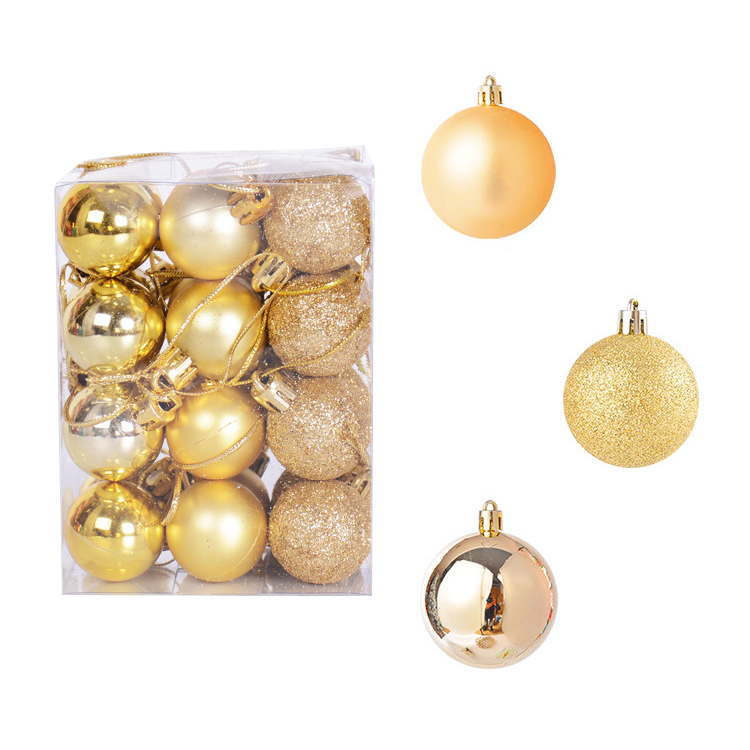 ลูกบอลสีทอง 3cm (24 ชิ้น) ลูกบอลตกแต่งต้นคริสต์มาส 24 ชิ้น เครื่องประดับต้นคริสมาสต์ลูกบอลตกแต่งแขวนบ้าน Xmas Partyornament