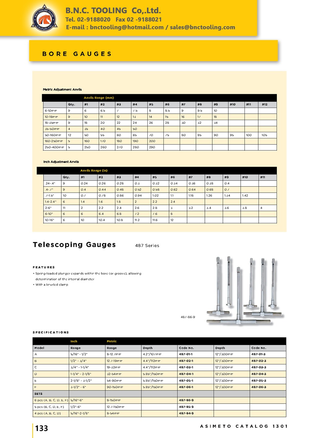 ASIMETO,P133,Telescoping Gauges,487-01-3