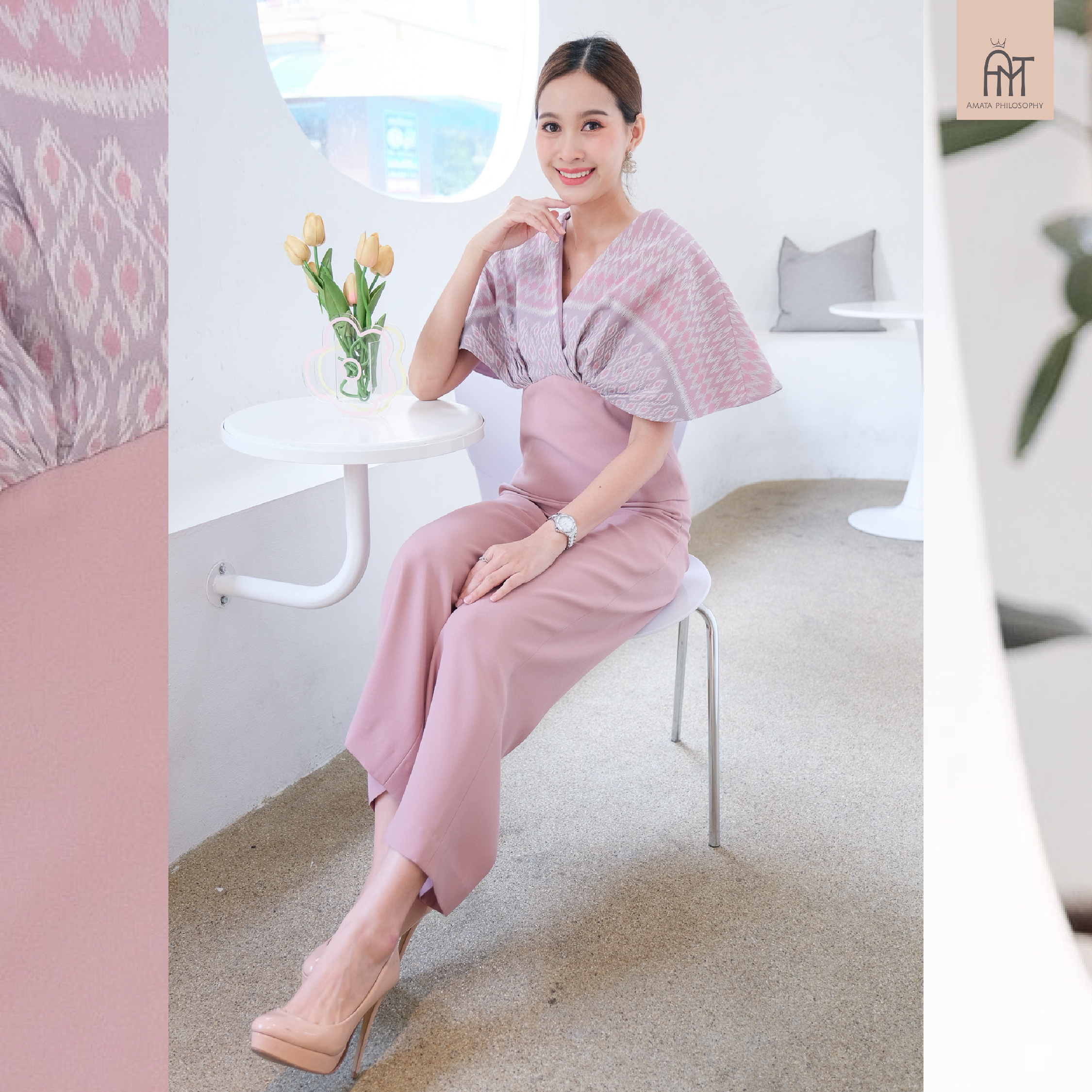 AMATA กางเกง CLASSIC FAIR ชมพู น้ำเงิน ขาว