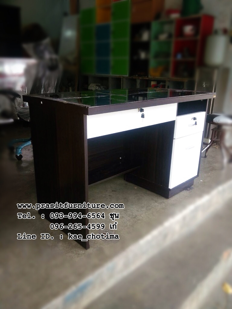 โต๊ะทำงานขนาด 120 ซม. หน้ากระจก รุ่น TB-122