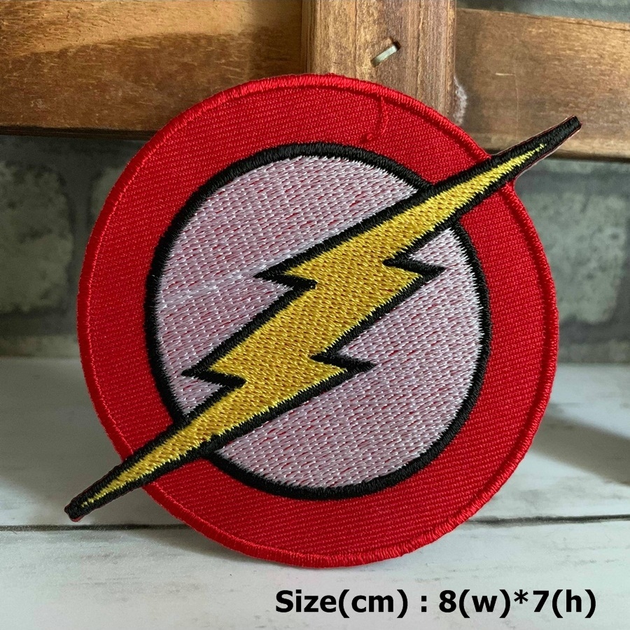 The Flash โลโก้ ตัวรีดติดเสื้อ อาร์มรีด อาร์มปัก ตกแต่งเสื้อผ้า หมวก กระเป๋า แจ๊คเก็ตยีนส์ Movie Embroidered Iron on Patch