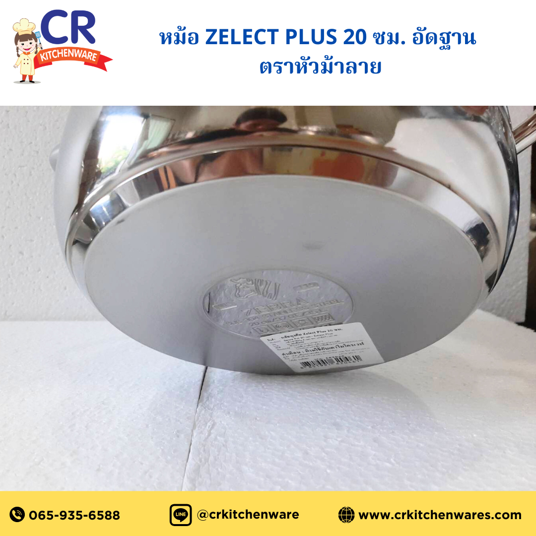 ZEBRA หม้อหุงต้มสแตนเลส Zelect Plus 20 cm อัดฐาน ตราหัวม้าลาย