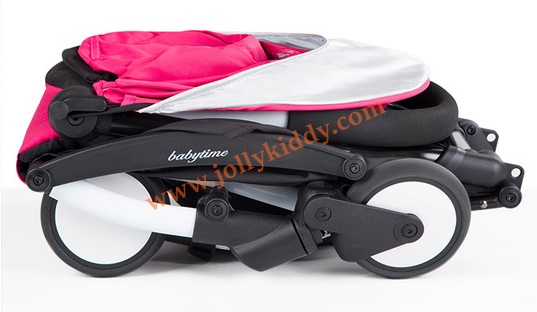 รถเข็นเด็ก Baby time แบบพกพาน้ำหนักเบา 5.8 kg โครงหลังคาดีไซน์ผ้าสีชมพู C10202