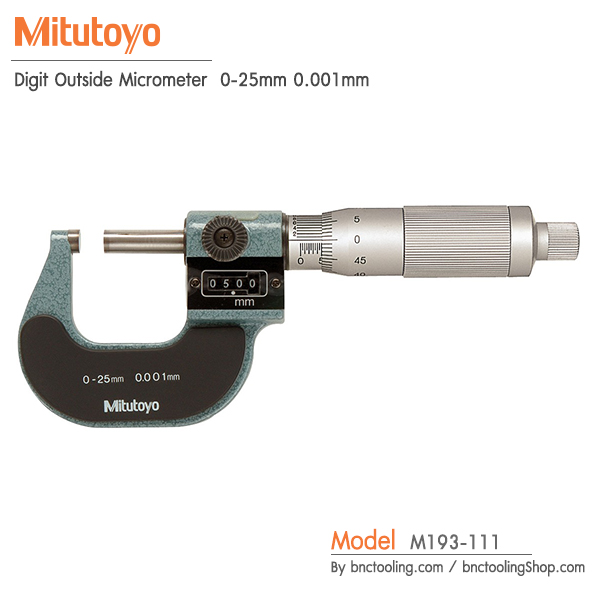 Mitutoyo,Digit Outside Micrometer 0-25mm 0.001mm,M193-111
